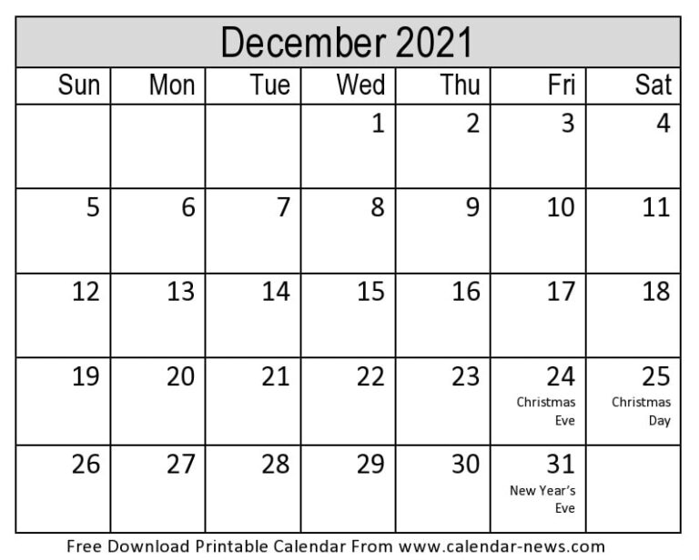 days in december 2021