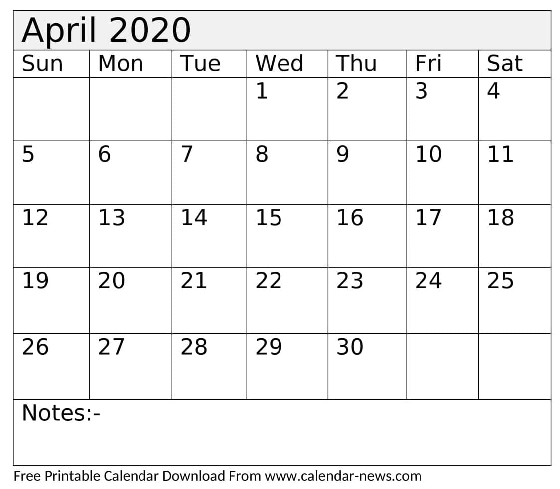 April 2020 Calendar With Holidays Worksheet Template