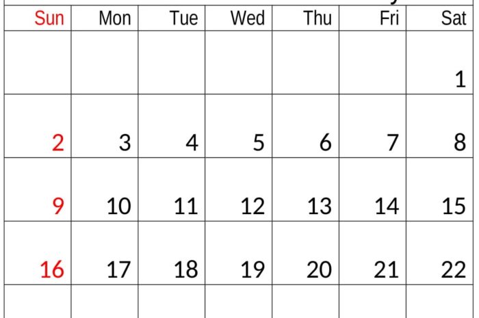 February 2020 Calendar Template for Schedule Worksheet