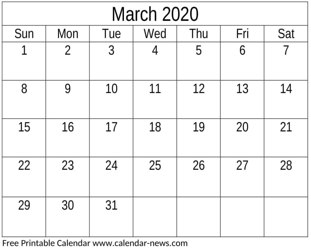 March 2020 Calendar Template Decorative