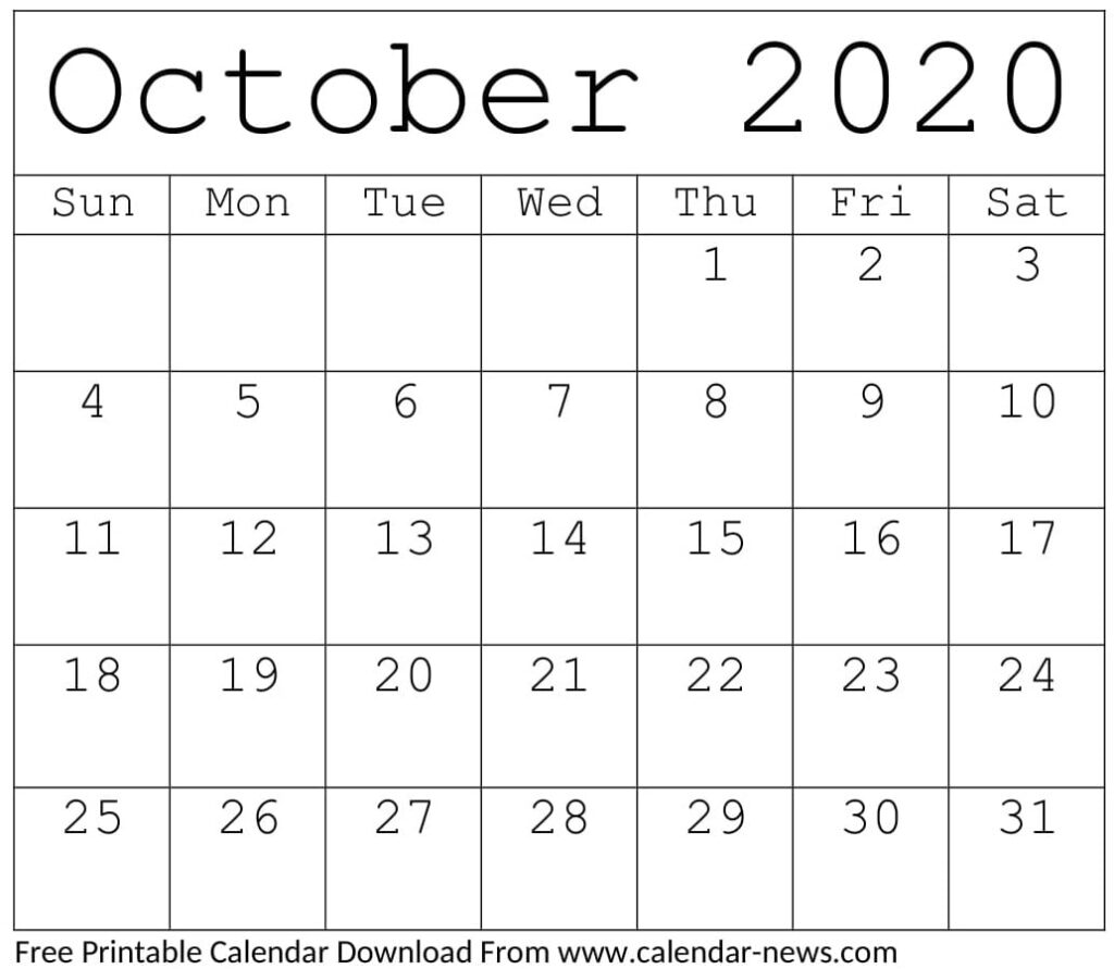 October 2020 Calendar Floral