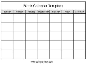 Printable Blank Calendar Template