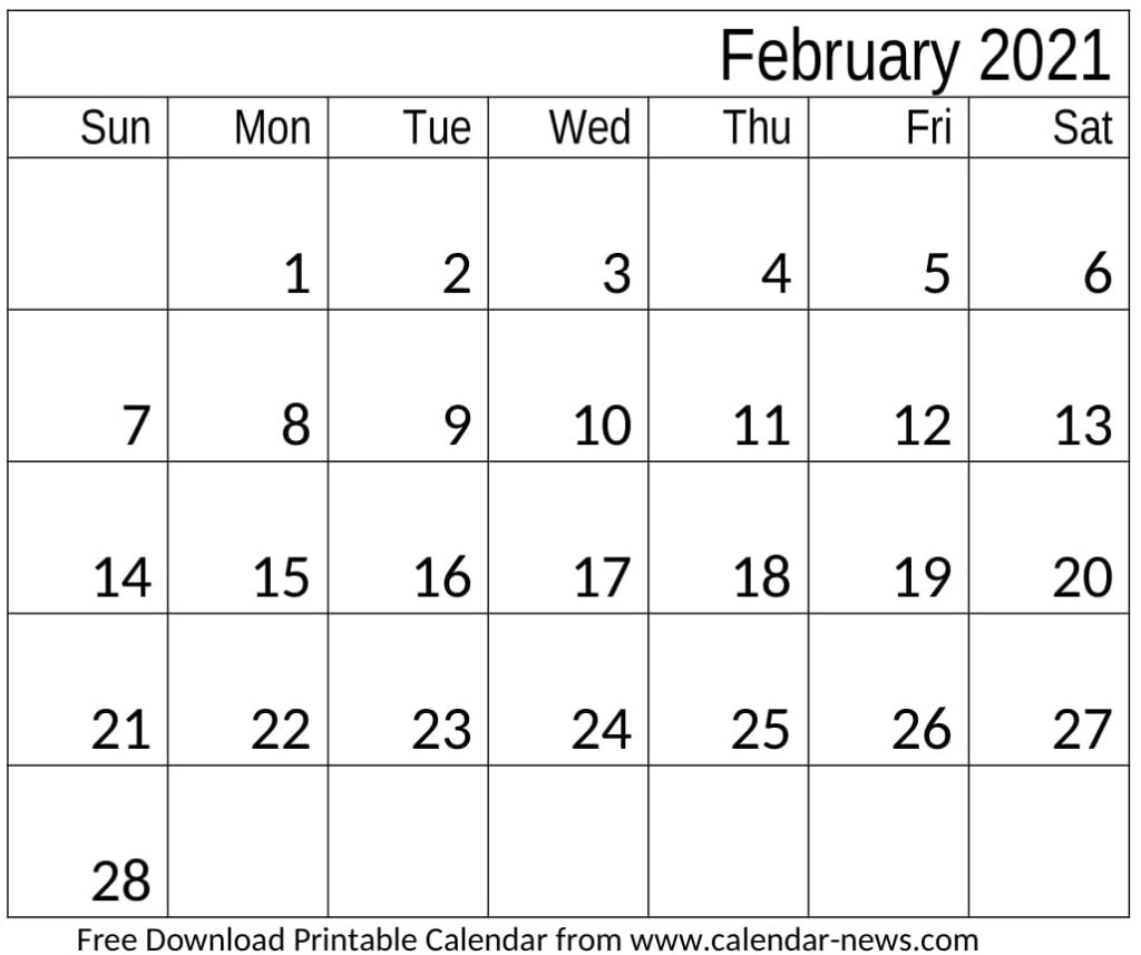 February 2021 Calendar