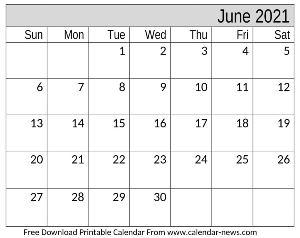 June 2021 Printable Calendar