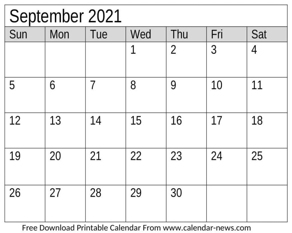 September 2021 Calendar