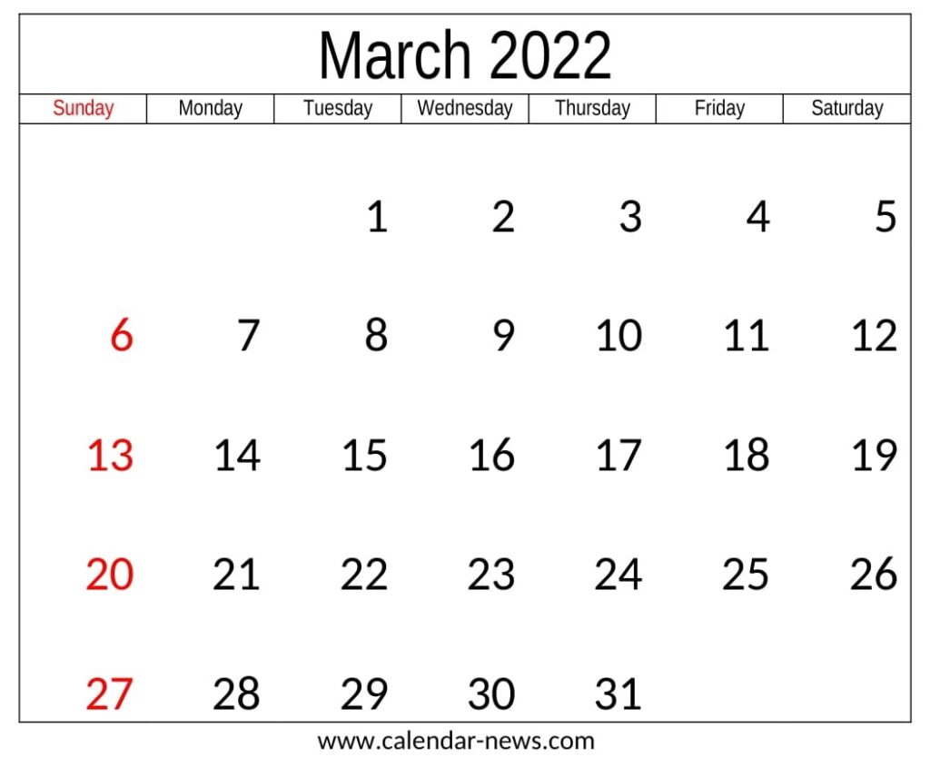 March 2022 Calendar With Holidays | Calendar-news